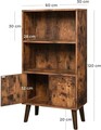 Corp biblioteca Vasagle, 60 x 30 x 120 cm, PAL, picioare din lemn masiv, maro rustic