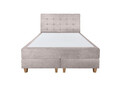 Pat matrimonial, Stockholm, Dots E, 140x200 cm, saltea tip Pocket, topper memory, Taupe