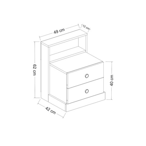 Noptiera, Inarch, Life, 62x62x42 cm, Antracit/Alb