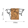 Decoratiune de perete, Wold Map, 50% lemn/50% metal, Dimensiune: 118 x 3 x 70 cm, Nuc negru