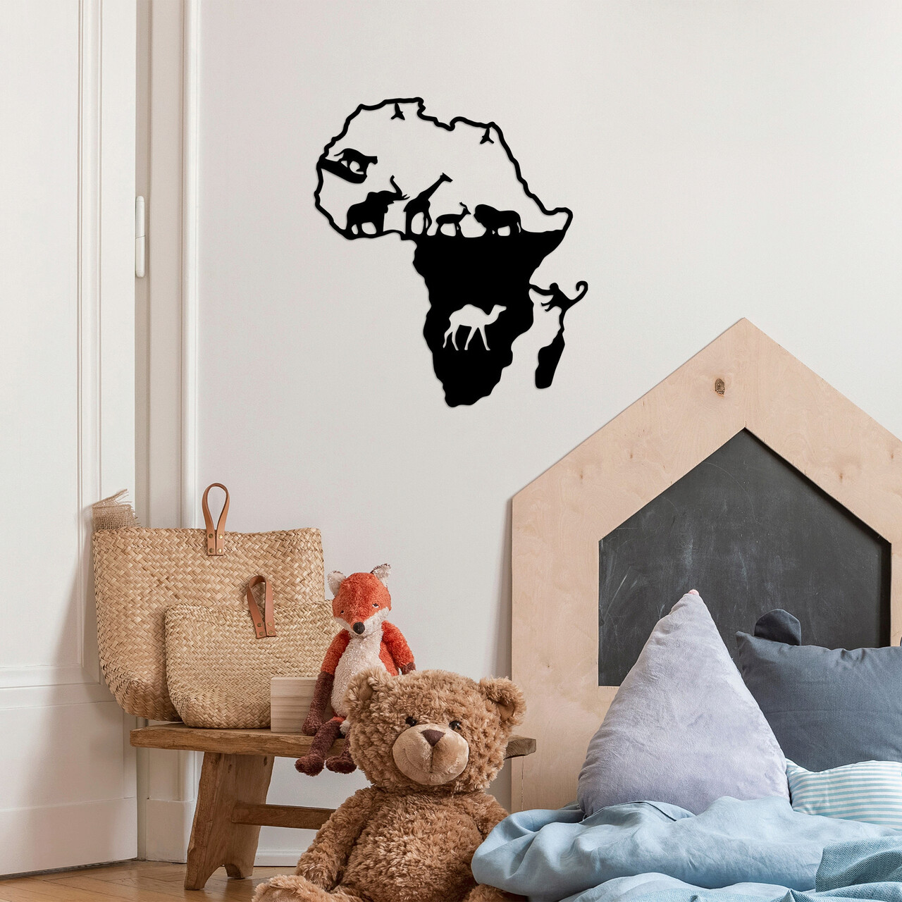 Decoratiune de perete, Animals Of Africa, Metal, Dimensiune: 61 x 70 cm, Negru - 2 | YEO