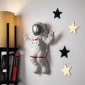 Decoratiune, Peace Sign Astronaut, 35x47x10 cm, Poliester, Alb/Gri