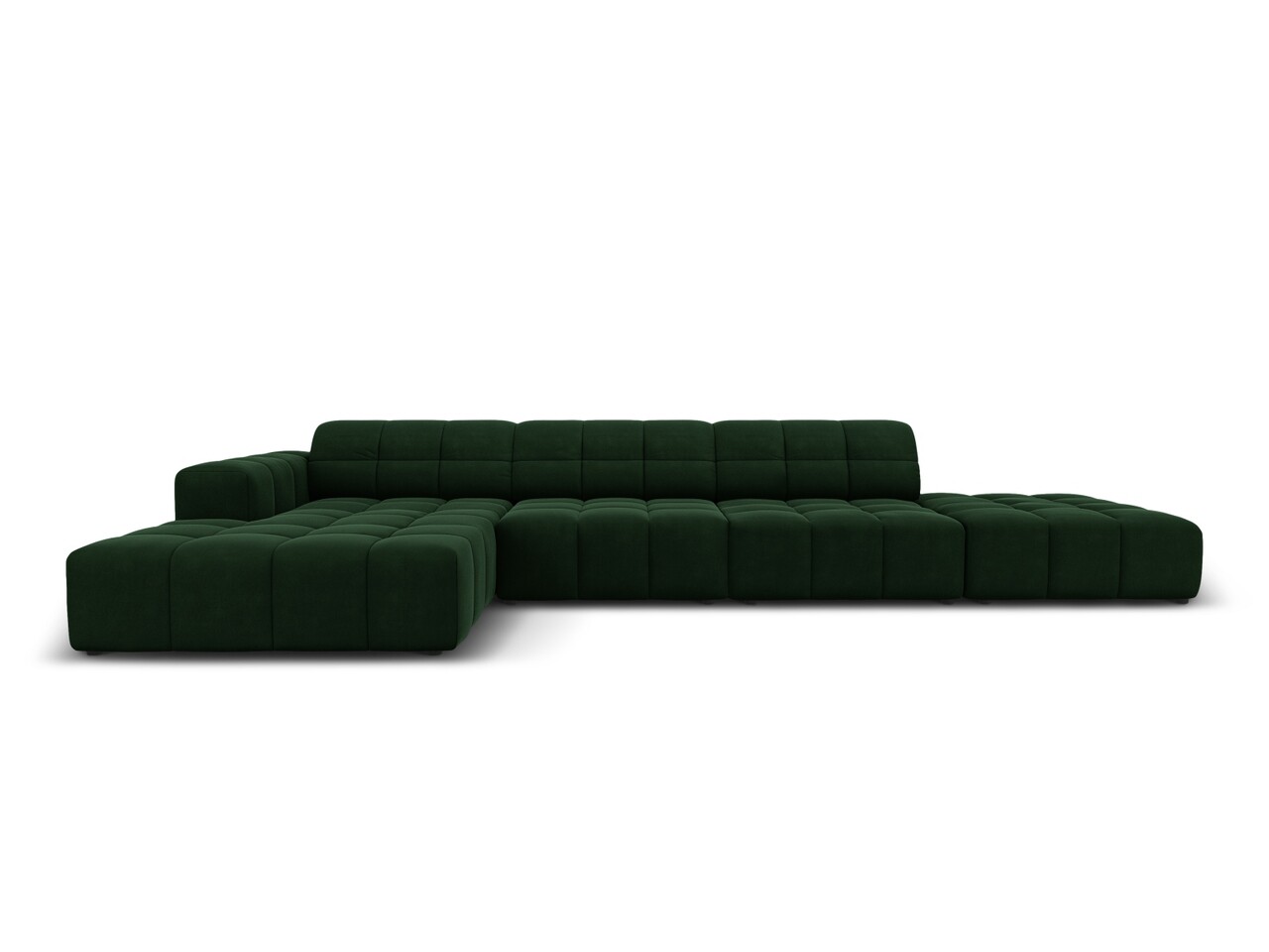 Coltar stanga 5 locuri, Jennifer-51, Micadoni Home, 341x166x70 cm, catifea, verde bottle