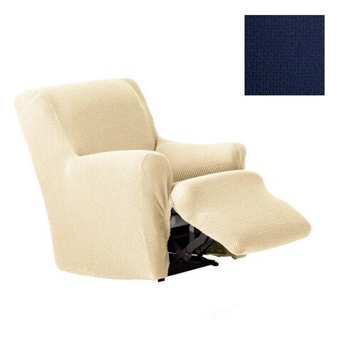 Husa fotoliu cu recliner elastica bi-stretch, Cora, albastru C/3