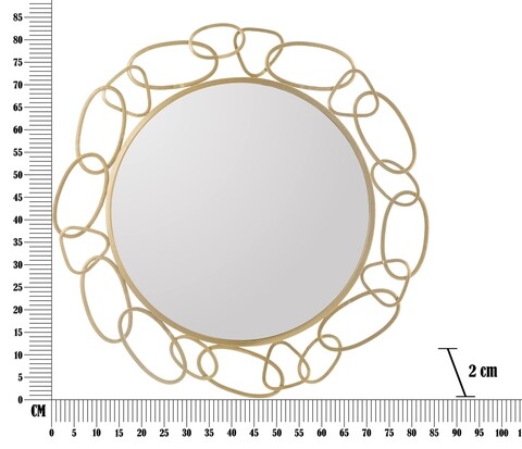 Oglinda decorativa Chain, Mauro Ferretti, Ø 84 cm, fier, auriu