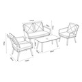 Set mobilier pentru gradina/terasa, 4 piese, Rennes, aluminiu/textilina/poliester, gri