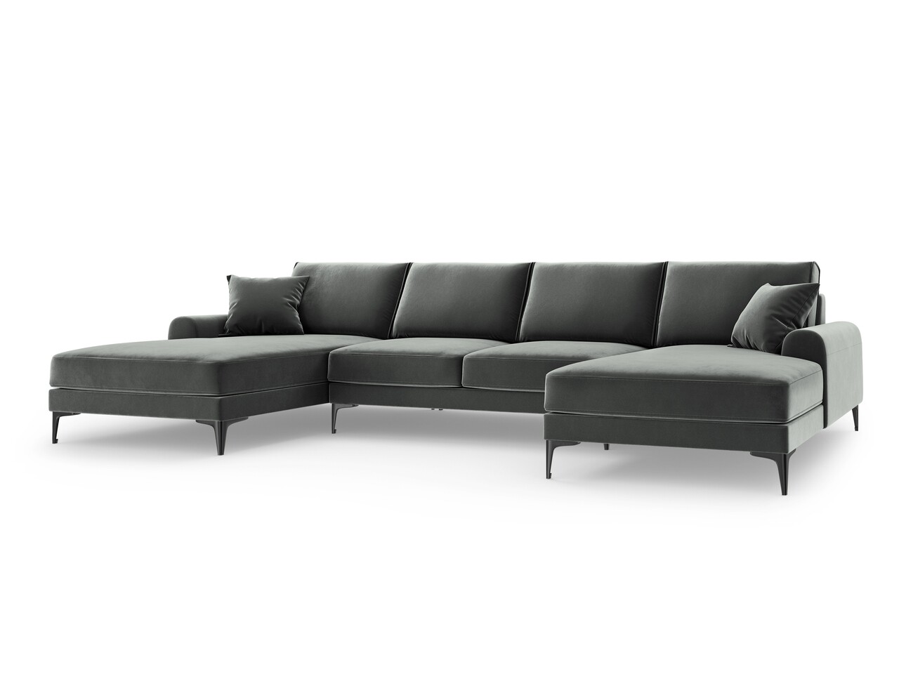 Coltar panoramic, Madara, Mazzini Sofas, 6 locuri, 334x182x90 cm, catifea, gri inchis - 1 | YEO