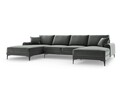 Coltar panoramic, Madara, Mazzini Sofas, 6 locuri, 334x182x90 cm, catifea, gri inchis