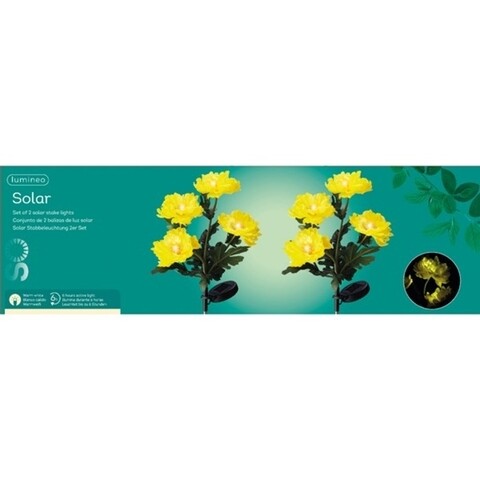 Lampa de gradina Flower, Lumineo, 25x20x63 cm, 4 led-uri, galben