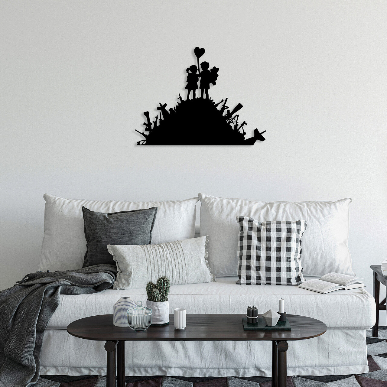 Decoratiune de perete, Banksy, Metal, Dimensiune: 52 x 70 cm, Negru - 2 | YEO