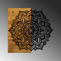 Decoratiune de perete, Mandala 6, Metal/lemn, Dimensiune: 59 x 3 x 58 cm, Nuc / Negru