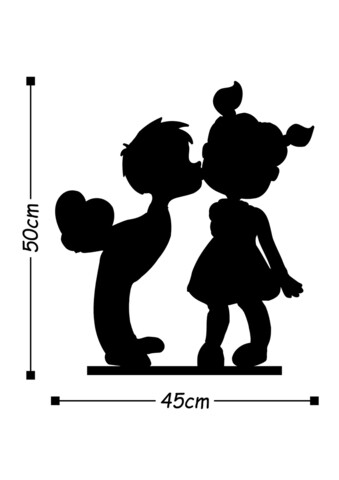 Decoratiune de perete, Children, Metal, Dimensiune: 45 x 50 cm, Negru