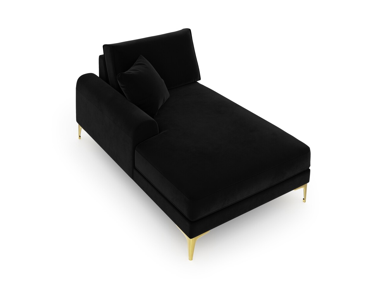 Sezlong living stanga, Madara, Mazzini Sofas, gold legs, 102x182x90 cm, catifea, negru - 1 | YEO