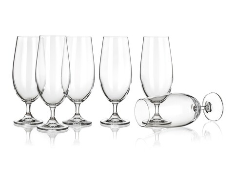 Set 6 pahare pentru bere Leona, Banquet Crystal, 370 ml, sticla