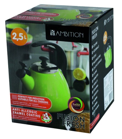Ceainic emailat Fusion Fresh, Ambition, 2.5 L. otel carbon, verde