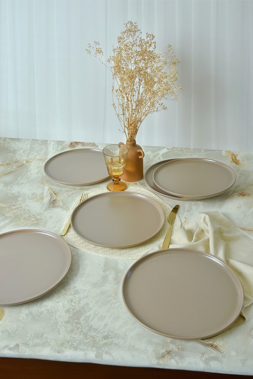 Set platouri pentru servire, Keramika, 275KRM2204, 100% CERAMICA / , Nu absoarbe apa, Taupe Mat