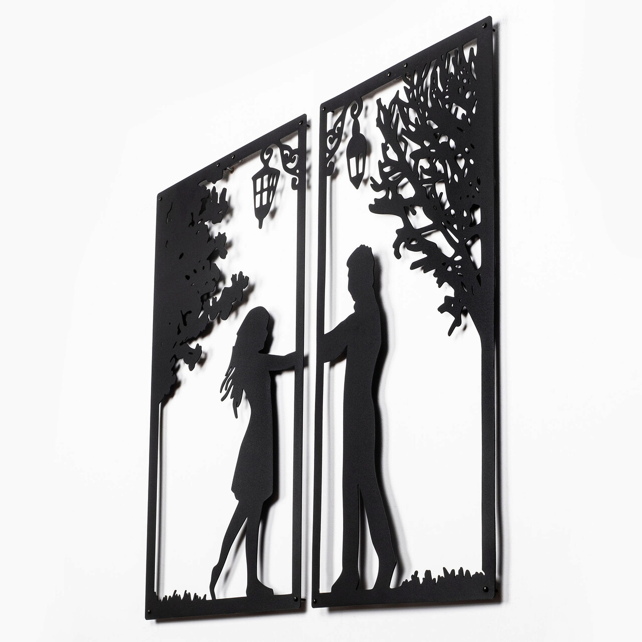 Decoratiune de perete, Meeting With Love, Metal, 34 x 66 cm, 2 piese, Negru - 2 | YEO