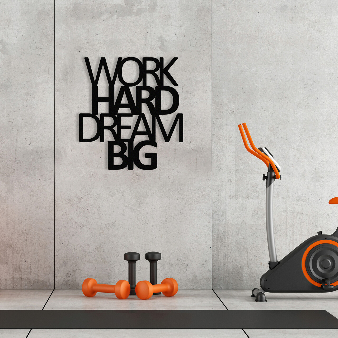 Decoratiune de perete, Work Hard Dream Big Metal Decor, metal, 65 x 70 cm, negru