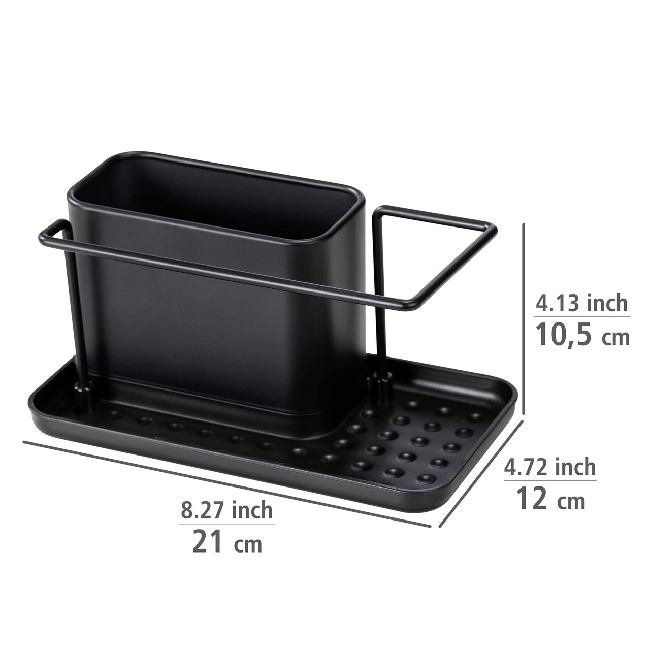 Organizator pentru chiuveta, Wenko, Orio, 21 x 12 x 10.5 cm, inox, negru - 1 | YEO