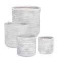 Set ghivece pentru exterior 4 piese Tressage, Bizzotto, Ø43 x 43 cm, fibra de sticla si argila, alb antic