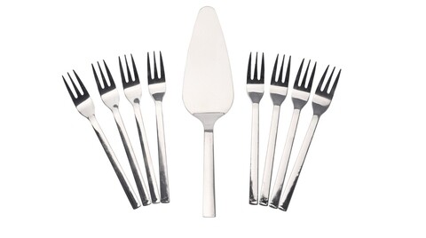 Set spatula si furculite pentru prajituri, 9 piese, otel inoxidabil