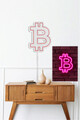 Decoratiune luminoasa LED, Bitcoin, Benzi flexibile de neon, DC 12 V, Roz