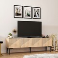 Comoda TV Draw, Olivia, 154x37x45 cm, natural/negru