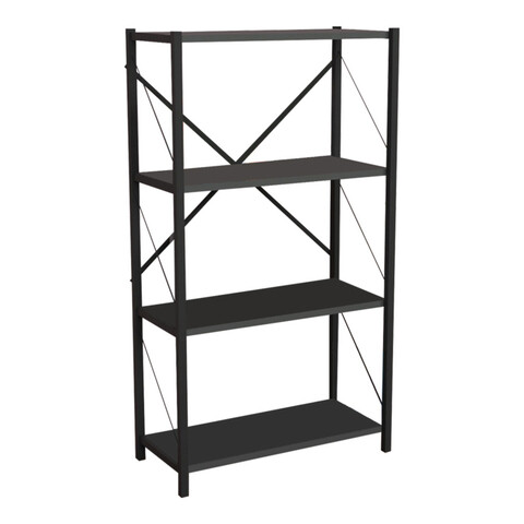 Corp biblioteca Jackrey, Pakoworld, 60x30x114 cm, PAL/metal, antracit/negru