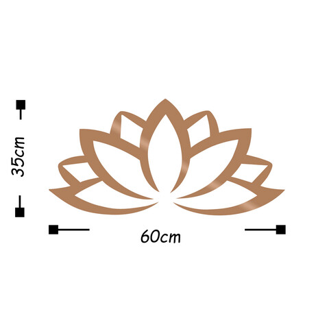 Decoratiune de perete, Lotus Flower 2, Metal, Dimensiune: 60 x 35 cm, Cupru