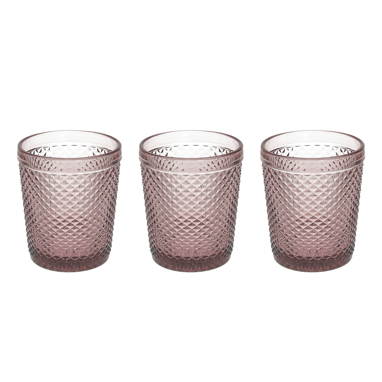 Set 3 pahare Diamante, Tognana Porcellane, 300 ml, sticla, roz