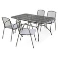 Set mobilier gradina/terasa, 4 scaune + masa, Berlin, otel, negru/gri