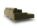 Coltar stanga, Madara, Mazzini Sofas, 5 locuri, gold legs, 254x182x90 cm, catifea, verde