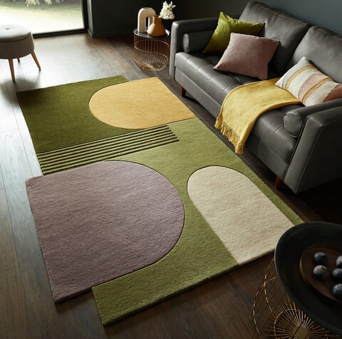 Covor Lozenge Green/Multi, Flair Rugs, 120x180 cm, lana, multicolor