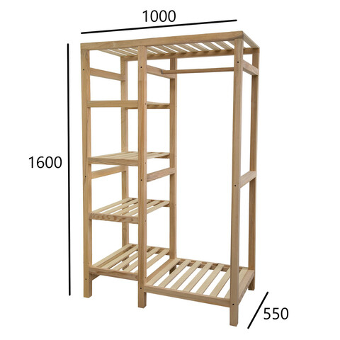 Dulap pentru haine, Woodface, Santana 55 Cm, 100x160x55 cm, Lemn, Natural