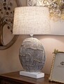 Lampa de masa Eclips, Mauro Ferretti, 1x E27, 40W, 38x68 cm, polirasina/fier/textil, auriu/alb