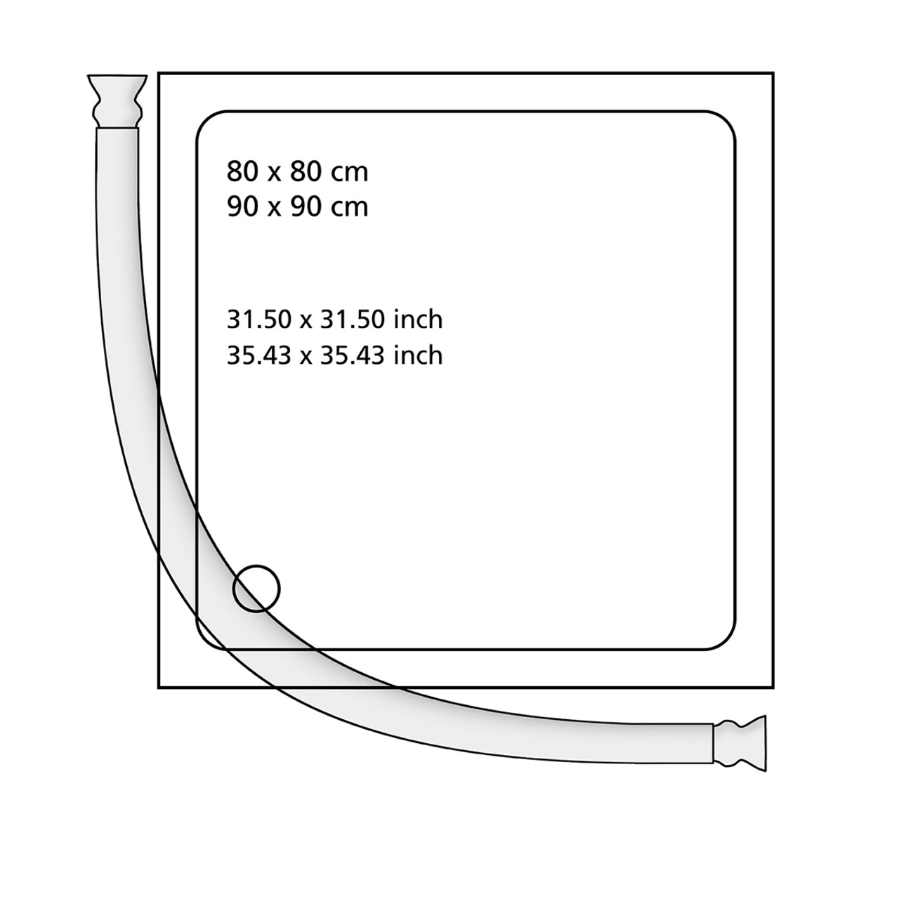 Bara curbata pentru perdeaua de dus, Wenko, Chrome, 80 x 80 / 90 x 90 cm, aluminiu, gri - 1 | YEO