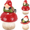 Decoratiune Gnome on Mushroom v1, Excellent Houseware, 14.3x13x19.1 cm, teracota, multicolor