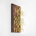 Decoratiune de perete, Do More Of What Makes You Happy, 50% lemn/50% metal, Dimensiune: 42 x 58 cm, Nuc / Aur