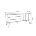 Comoda TV, Decortie, Picadilly Tv Stand, 139x57x36 cm, Alb / Mocha deschis