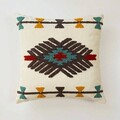 Husa de perna, Ani Punch Pillow Cover, 43x43 cm, Material: 20% in, 80% poliester, Muștar / Turcoaz / Gri închis