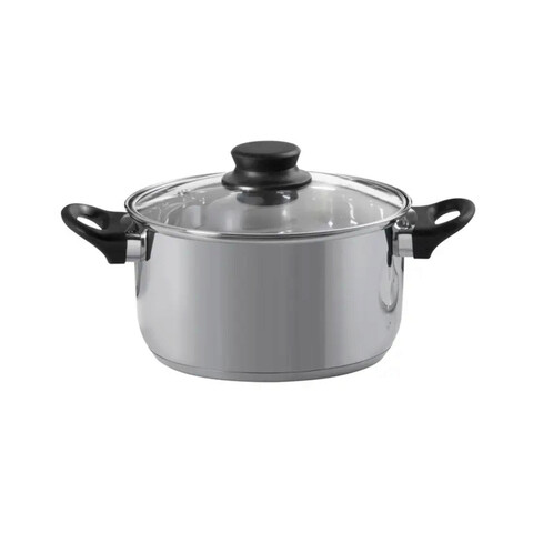 Oala cu capac Lima, Domotti, Ø22 cm, 4.7 L, inox/sticla, argintiu