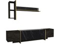 Set mobilier living, Talon, Veyron Set 2, PAL, Negru/Auriu