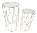 Set 2 masute inalte New Glass, Mauro Ferretti, 50x46x100 cm, fier/sticla, auriu