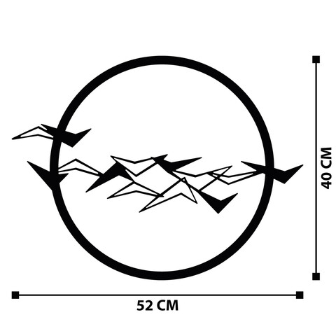 Decoratiune de perete, Göç, Metal, Dimensiune: 56 x 31 cm, Negru