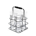 Set 4 pahare bere cu suport Raya, Homla, 400 ml, sticla/metal, transparent/negru