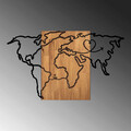 Decoratiune de perete, Wold Map, 50% lemn/50% metal, Dimensiune: 118 x 3 x 70 cm, Nuc negru