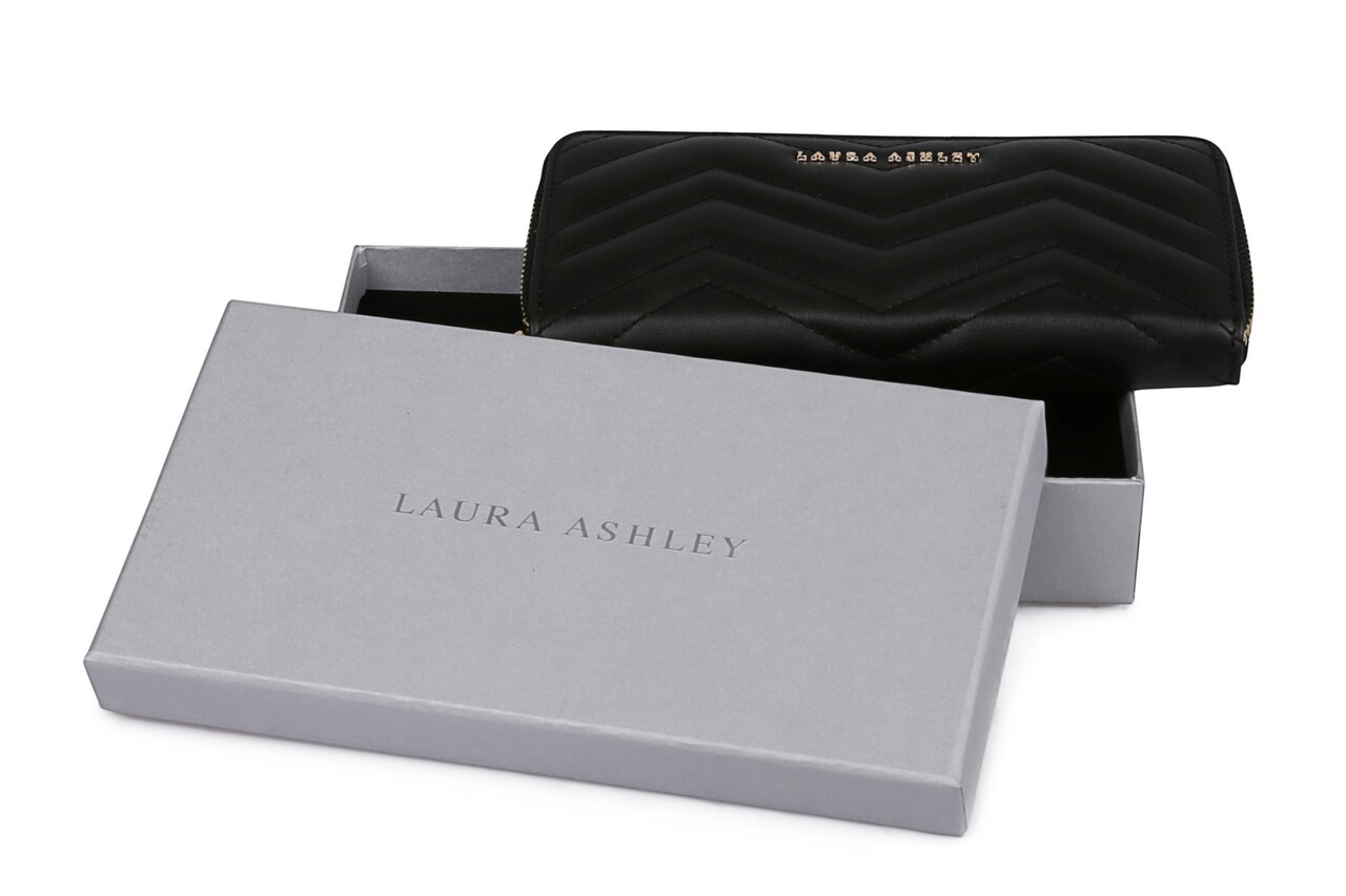 Portofel Ascot, Laura Ashley, 20x3x10 cm, piele ecologica, negru - 1 | YEO