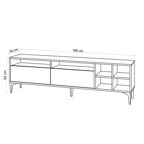 Comoda TV, Emerald, Eva, 180 x 52 x 35 cm, pal melaminat, stejar