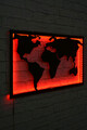 Decoratiune luminoasa LED, World Map 2, MDF, 60 LED-uri, Rosu