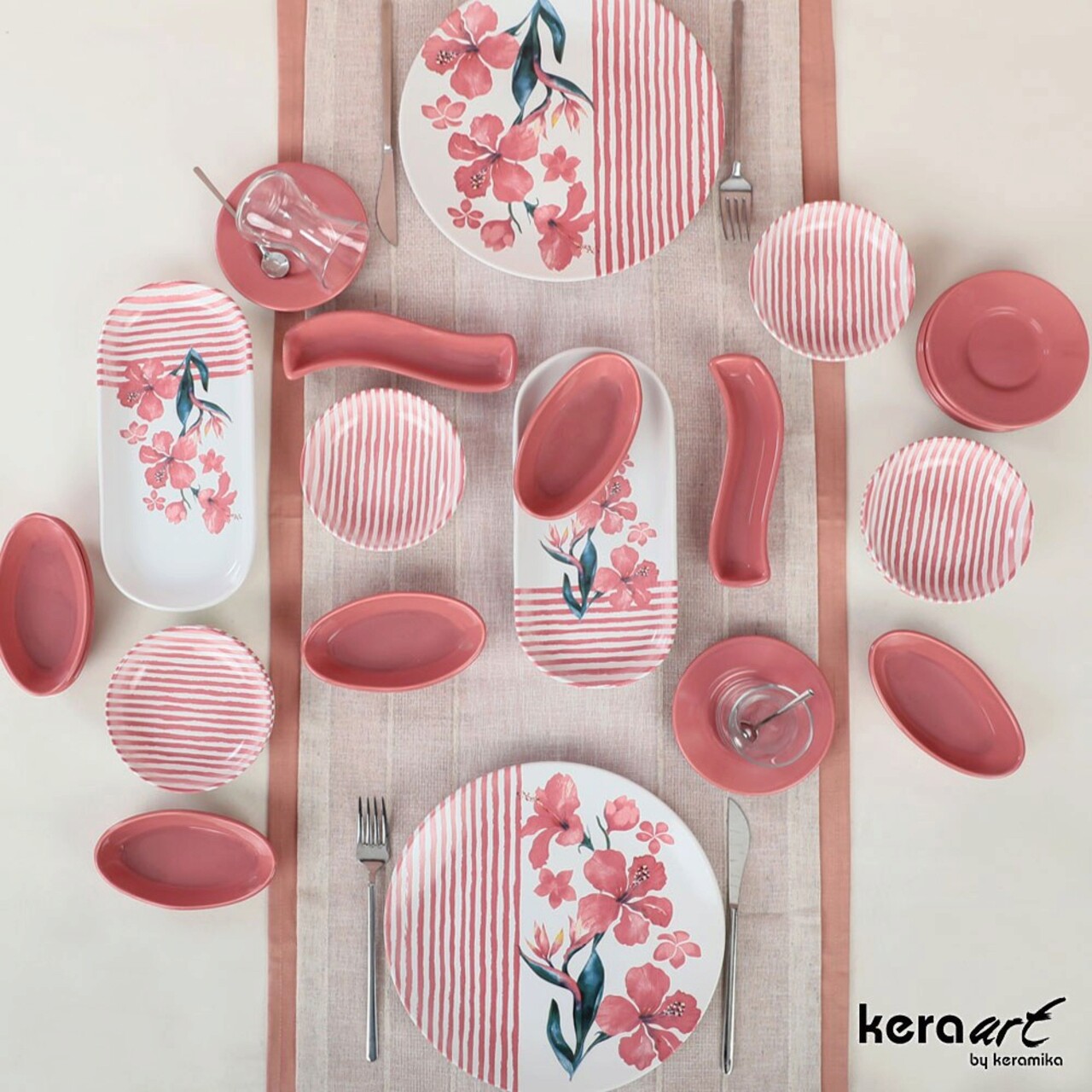 Set de mic dejun, Keramika, 275KRM1796, 100% CERAMICA / , Placă de serviciu: 26 cm (6 bucăți), Multicolor - 1 | YEO